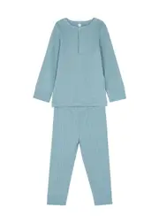 Mori Ribbed Jersey Pyjama set (9-18 Months) - Blue 12 months