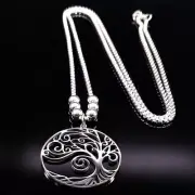 Women Tree Of Life Necklace Stainless Steel Choker Ladies Fashion Necklaces 1Pc