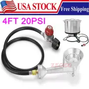 4FT 20PSI High Pressure Propane Cast-Iron Round Burner Regulator Hose& Fitting U