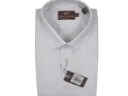 NEW $295 Hickey Freeman Dress Shirt! 16 34 35 White with Lavender Stripes Italy