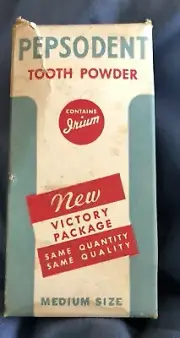 Vintage Rare! Pepsodent Tooth Powder Tin New Old Stock In Box WWII Victory Pack!