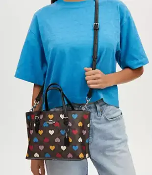 新降價! COACH 彩色心型托特包 Mollie Tote 25 In Signature Canvas With Heart Print