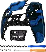 eXtremeRate Blue Black Camouflage Touchpad Front Housing Shell Compatible with ps5 Controller, DIY Replacement Shell Custom Touch Pad Cover Faceplate Compatible with ps5 Controller