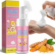 Turmeric Face Wash with Brush - Deep Cleansing and Exfoliating Facial Scrub for Bright and Glowing Skin - Kojic Acid and Turmeric Infused Daily Cleanser