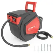 [USA Direct] ECOMAX 3/8 in. x 50 ft Retractable Enclosed Air Hose Reel with Auto Rewind Heavy Duty Reel NPT 1/4 Inch Any
