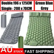 Single Double Self Inflating Mattress Camping Sleeping Mat Air Bed Pad W/ Pillow