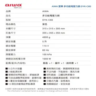 AIWA 愛華 多功能電壓力鍋 DYK-C60