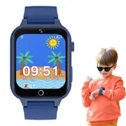 Kids Smart Watch Touch Screen Elastic Strap Smartwatch with Video Camera Pedometer-Blue