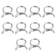 Double Wire Spring Hose Clamp, 10pcs 65Mn Steel 12mm Spring Clips, Silver Tone