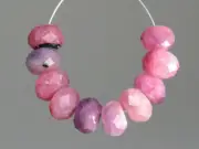 6.5mm. Natural Pastal Color Ruby Faceted Rondelle Gemstone Beads