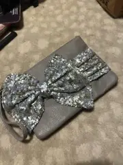 silver sequins betsy johnson clutch purse wallet