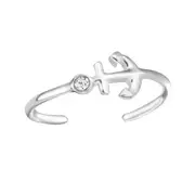 Silver Anchor Crystal Toe Ring