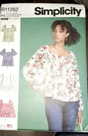 Simplicity Sewing Pattern 9452 Square Neckline Sizes 16-14 Boho Top Uncut