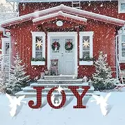 JOYWU Christmas Joy Angel Yard Signs,5 Pcs Outdoor Joy Xmas Nativity Decoration,16 in Joy Angel Garden Stakes,Red Black Buffalo Plaid Joy Yard Stakes for Lawn,Garden,Outdoor Christmas Decorations