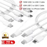 20W/60W/100W Type-C Cable USB-C Fast Charger Cord For iPhone 14 Samsung MacBook