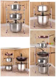 2/3/5 Tier Kitchen Pot Storage Racks Saucepan Frying Pan Cookware Lid Organizer
