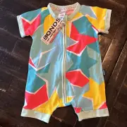Bonds Wondersuit Zippy Shorts Romper Size 3-6 Months Colorful Easy Summer Outfit