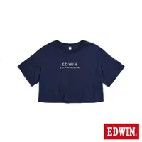 在飛比找蝦皮商城優惠-EDWIN 簡約刺繡印花寬短版短袖T恤(丈青色)-女款