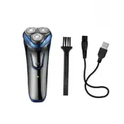 Rechargeable Electric Shaver with PopUp Sideburn Bread Trimmer Wet & Dry Men's 3D Rotary Razor Painless Shaving Machine