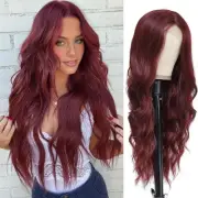 Long Burgundy Wig for Women, 26 Inch Long Wavy for Women, Wine Red Wigs Easy ...