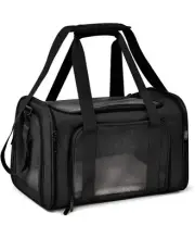 Small/Medium Pet Carrier Bag Black For 15lb Dog/cat With Black Soft Mat Now Tags