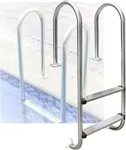 Swimming Pool Ladder,Swimming Pool Stainless Steel Pedal Step with Handrails,2 Steps Pool Pedal Ladder for Indoor Pool Outdoor Pool(Drilling,2-Steps1.2mm)