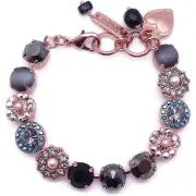 Mariana Rocky Road Rose Gold Bracelet Black Grey Silvertone Mosaic M1149 NWT