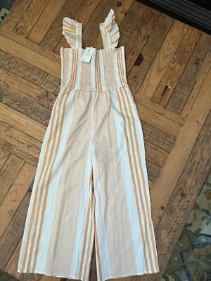 #27 NWT! Striped Peach and White Jumpsuit by Asos, Size: 8 US, Linen Blend