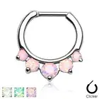 Five Pronged Opalites Surgical Steel Septum Ring Clicker Nose Piercing 16G