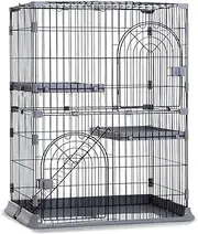 DIY Cat Playpen, 3 Tier Cat Cage, Cat Enclosures, Cat Playpen Detachable, Large Space, Snap-on Design, Metal Wire Kennels, Cat House, for 1-3 Cats(Gray,33.1x24x42.9in)