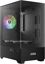 GAMDIAS Micro-ATX Tower Computer Case with Tempered Glass, Gaming M-ATX PC Case with 3X 120mm ARGB Fans, Support Up to 5X Fans Airflow, 240mm AIO/Radiator, 280mm GPU/VGA, 155mm CPU Cooler, 150mm PSU