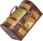 Cabilock Antique Wooden Treasure Chest with Retro Buckles Decorative Storage Box for Jewelry Ornaments for Home Decor Living Room Playrooms Color Pattern Color