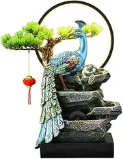 Tabletop Water Fountain Exquisite Peacock Flowing Water Ornaments Living Room Office Desktop Fountain Ornaments Circulating Water Features Indoor Decoration Office Relaxation Meditation Fountain