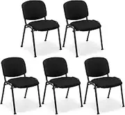 Costway Set of 5 Conference Room Chairs, Stackable Guest Chairs with Upholstered Back & Seat, Ergonomic Office Reception Chairs for Waiting Room, Meeting Room, Reception, Black