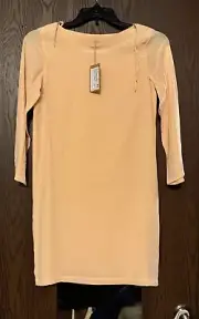 APC Dress Womens XS Silk Long Sleeve Lined Peach Zips Ties At neck NWT $355