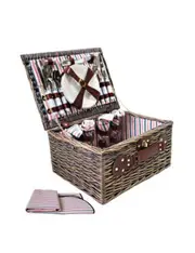 4 Person Picnic Basket Deluxe Outdoor Corporate Gift Blanket