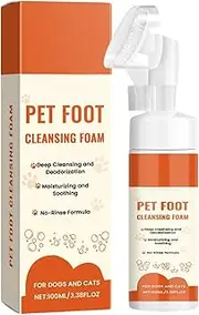 Dog Feet Cleaner - Foaming Cleanser No Rinse Paw Cleaner | Dog Foot Cleaner Paw Washer, Odor Control Wash Dry Shampoo, Pet Supplies with Silicone Brush for Dogs Cats, Moisturize and Deodorize