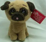 RUSS SOFT APRICOT THE PUG PUPPY DOG 9" Plush STUFFED ANIMAL Toy NEW