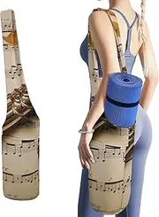 JKLQWH Flute Music Printed Yoga Mat Bag Long Tote with Pockets for Your Yoga Accessories Exercise Yoga Mat Carrier Holder Multi-Functional Storage Bag Holds Most Pilates Mats