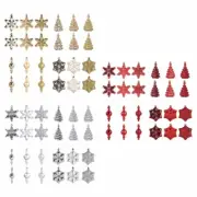 24Pcs Tree Hanging Pendant Christmas Tree Hanging Star Snowflake Ornament