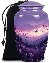 Purple Meadow Urn for Human Ashes, 10 Inch, Metal, Adult Size, Cremation Urn