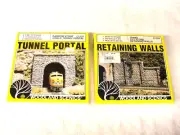 Tunnel Portal, Retaining Walls (Woodland Scenics #C125, C1259, HO). NEW-SEALED!