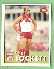 1996 AFL SELECT STICKER #210 TONY LOCKETT, SYDNEY SWANS