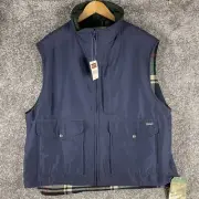 Woolrich Vest Mens XL Navy Blue Wool Blend Plaid Lined Full Zip Pockets NWT