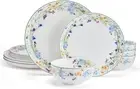 12 Peice Mikasa Quinn Lightweight Bone China Dinnerware Plate Bowl Set, Service