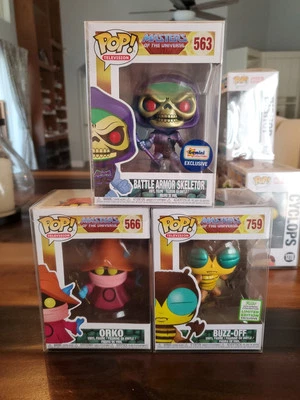 Funko Pop MOTU Master's Of The Universe Buzz- Off, Orko, Battle Armor Skeletor