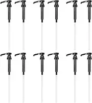 WUMUZAI 12PCS Coffee Syrup Pump, Skinny Syrup Pump, 750ml Bottle Pumps for Flavored Syrups Dispenser Caramel Snow Cones Drinks Dessert Tea Jam Ketchup, Black