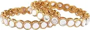 [Efulgenz] Fashion Jewelry Indian Bollywood Faux Pearl Kundan Rhinestone Floral Bracelet Bangle
