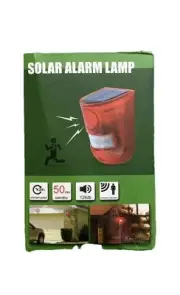 Solar Alarm Strobe Light Lamp Motion Sensor Waterproof Sound Security Outdoor