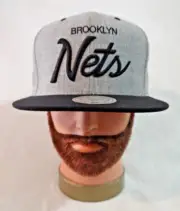 Brooklyn Nets Ball Cap Hat Mitchell & Ness Buckle Back OSFM NWT Gray and Black